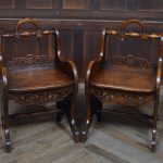 Pair Of Victorian Oak Hall Chairs SAI3554 Victorian chairs Antique Chairs