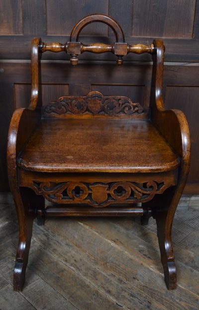 Pair Of Victorian Oak Hall Chairs SAI3554 - Image 3