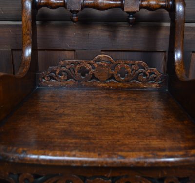 Pair Of Victorian Oak Hall Chairs SAI3554 - Image 9