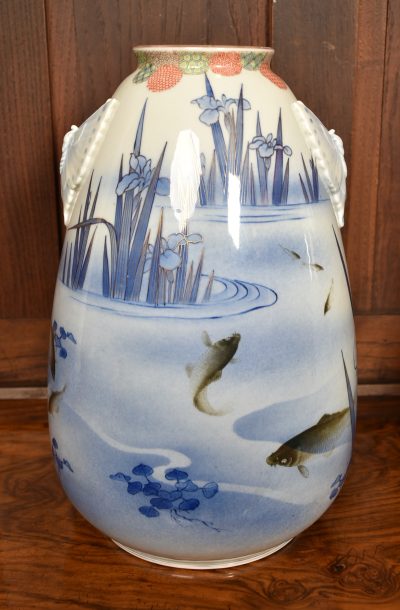 Pair of Japanese Nishikide Pear Shaped Vases SAI3580 - Image 3