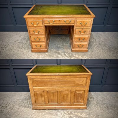 Freestanding Oak Kneehole Desk - Image 8