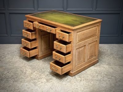 Freestanding Oak Kneehole Desk - Image 7