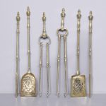 Set of Georgian Brass Fire Irons Antique Metals