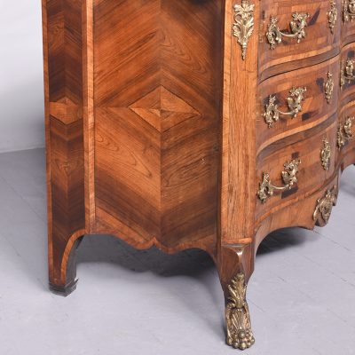 Exceptional French Marble-Top Serpentine-Front Inlaid Rosewood Commode - Image 4