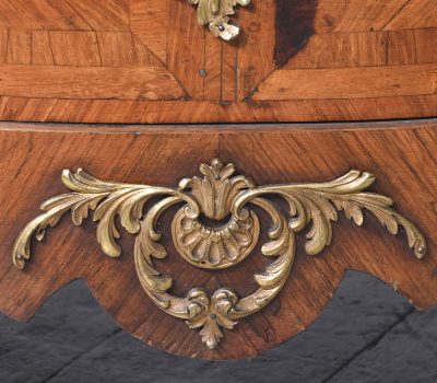 Exceptional French Marble-Top Serpentine-Front Inlaid Rosewood Commode - Image 5