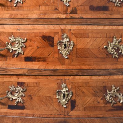 Exceptional French Marble-Top Serpentine-Front Inlaid Rosewood Commode - Image 8