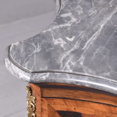 Exceptional French Marble-Top Serpentine-Front Inlaid Rosewood Commode - Image 9