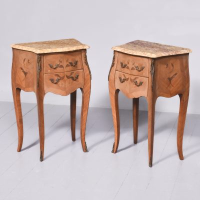 Pair of French Marble Topped Side Cabinets