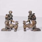 Pair of Bronze and Ormolu Mounted Chenets Antique Metals