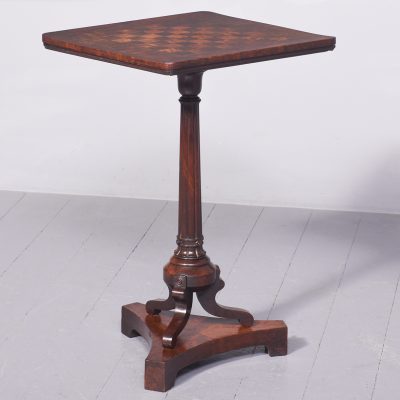 Unusual William IV Inlaid Mahogany Occasional Table with A Games Top