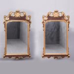 Pair of George II style Walnut and Gilded Mirrors Antique Mirrors
