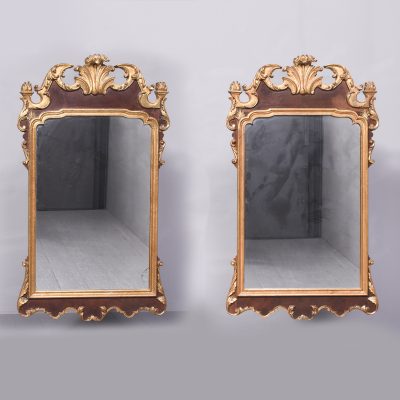 Pair of George II style Walnut and Gilded Mirrors