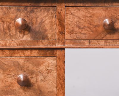 Quality Large Mid-Victorian, Free-Standing Burr Walnut Pedestal Desk - Image 4
