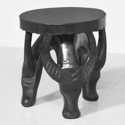 Carved African Buffalo Occasional Table