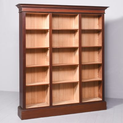 Large Mid-Victorian Mahogany Three-Section Open Bookcase - Image 2