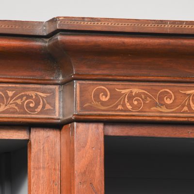 19th Century Sheraton-Style Inlaid Mahogany Breakfront Bookcase - Image 3