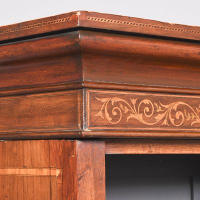 19th Century Sheraton-Style Inlaid Mahogany Breakfront Bookcase - Image 4