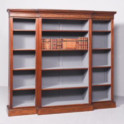 19th Century Sheraton-Style Inlaid Mahogany Breakfront Bookcase - Image 10