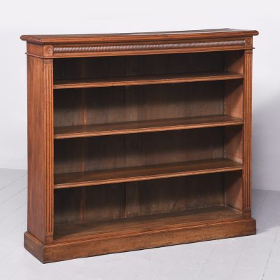 Late Victorian Walnut Open Bookcase with Adjustable Shelves - Image 2