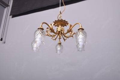 Elegant Gilded 5 lamp Chandelier - Image 7