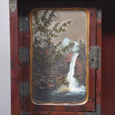 A Meiji Period Painted Shodana Cabinet on Stand - Image 2