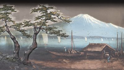 A Meiji Period Painted Shodana Cabinet on Stand - Image 3