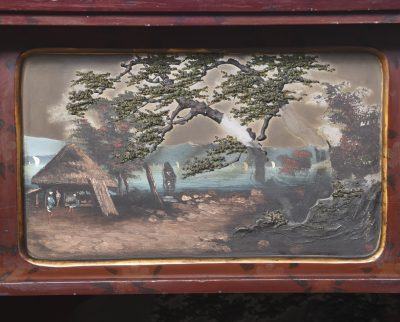 A Meiji Period Painted Shodana Cabinet on Stand - Image 4