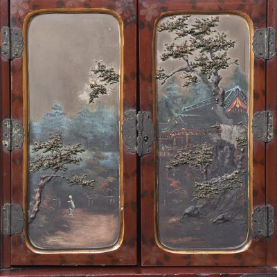 A Meiji Period Painted Shodana Cabinet on Stand - Image 5