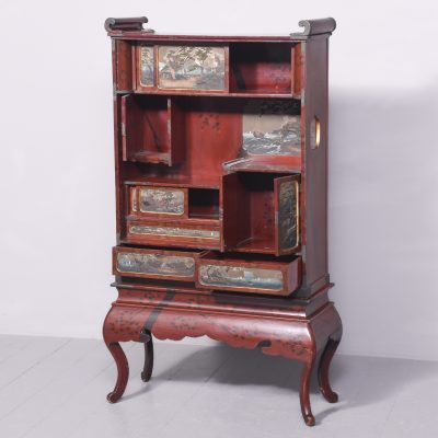 A Meiji Period Painted Shodana Cabinet on Stand - Image 13