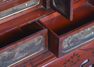 A Meiji Period Painted Shodana Cabinet on Stand - Image 14