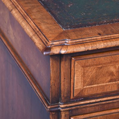 Early Georgian-Style Figured Walnut, Freestanding Kneehole Writing Desk - Image 4