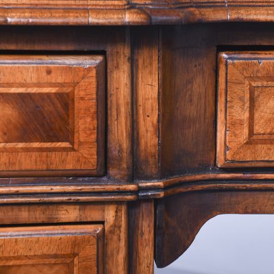 Early Georgian-Style Figured Walnut, Freestanding Kneehole Writing Desk - Image 7