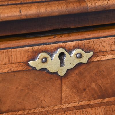 Early Georgian-Style Figured Walnut, Freestanding Kneehole Writing Desk - Image 9