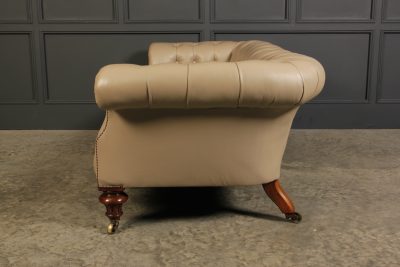 Victorian Taupe Leather Chesterfield Sofa - Image 10