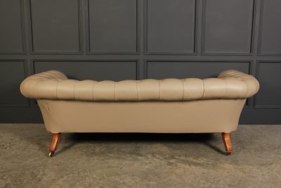 Victorian Taupe Leather Chesterfield Sofa - Image 11