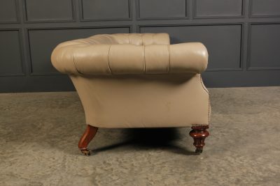 Victorian Taupe Leather Chesterfield Sofa - Image 12