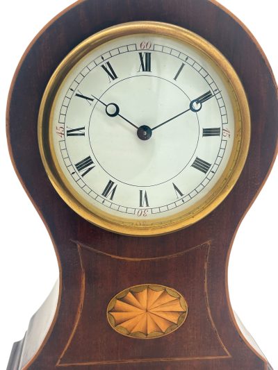 Gorgeous Edwardian Inlaid Balloon Shaped Mantel Clock – 8 Day Clock