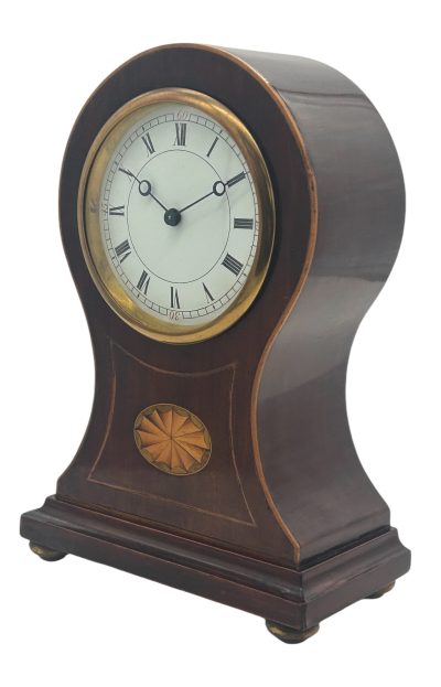 Gorgeous Edwardian Inlaid Balloon Shaped Mantel Clock – 8 Day Clock - Image 6