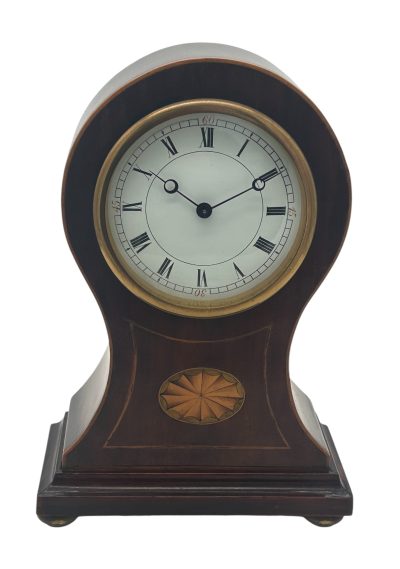 Gorgeous Edwardian Inlaid Balloon Shaped Mantel Clock – 8 Day Clock - Image 7