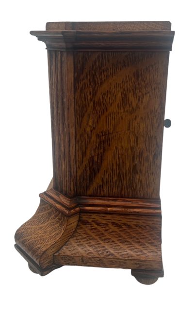 Lovely Edwardian architectural Oak Case Mantel Clock – 8 Day gong striking Clock - Image 8