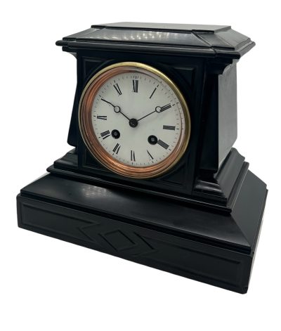 Sublime Edwardian architectural Slate Mantel Clock – 8 Day bell striking Clock - Image 6