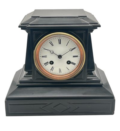 Sublime Edwardian architectural Slate Mantel Clock – 8 Day bell striking Clock - Image 7