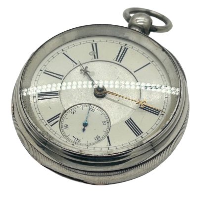 Awesome Antique English Fusee Silver Case Pocket Watch – ca 1887 - Image 4