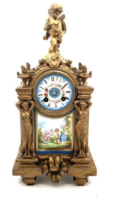 Stunning French Victorian Sevres ormolu 8 day mantel Clock – CA 1860 - Image 2