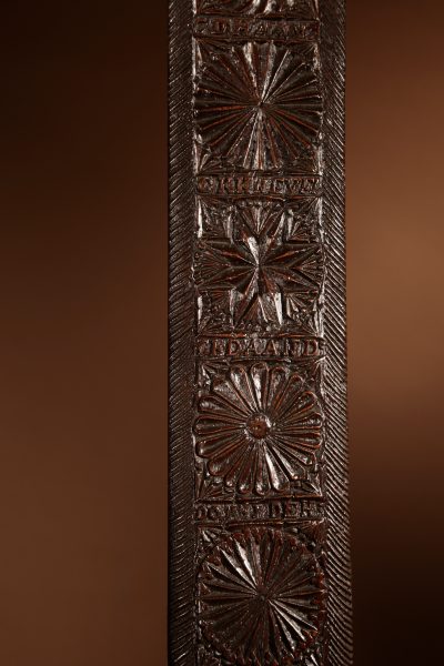 Early Dated 1661 Fine Oak Chip Carved Dutch Mangle Board. - Image 4