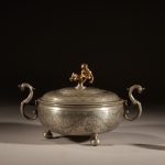 A Very Rare Pewter And Brass Birthing Bowl 18th Century. pewter Antique Metals