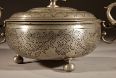 A Very Rare Pewter And Brass Birthing Bowl 18th Century. - Image 4