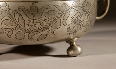 A Very Rare Pewter And Brass Birthing Bowl 18th Century. - Image 7