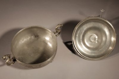 A Very Rare Pewter And Brass Birthing Bowl 18th Century. - Image 13