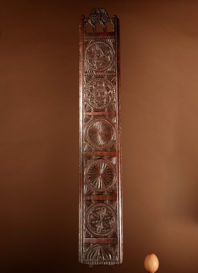 An Oak Early Very Finely Chip Carved Dutch Mangle Board. Circa 1800.